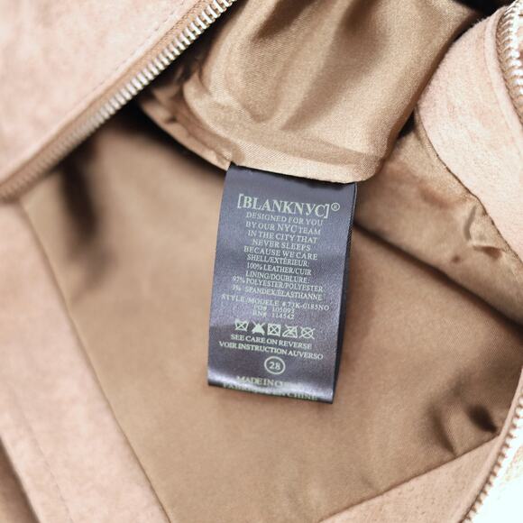 BLANK NYC Women Tan Suede Leather Asymmetric Front Zip Moto Mini Skirt Size 28 - Picture 5 of 5